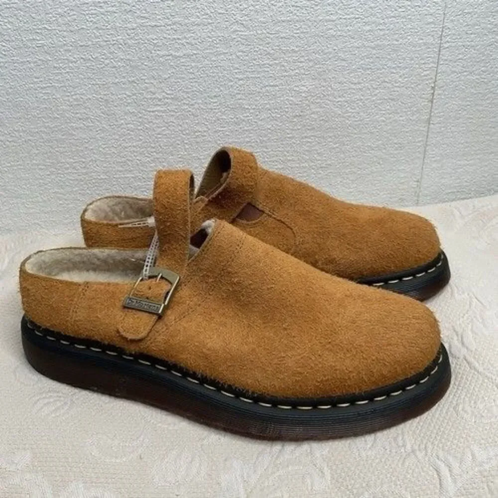 NWOB Dr. Martens Isham Brown Shearling Suede Slingback Mules Unisex Size M12/W13
